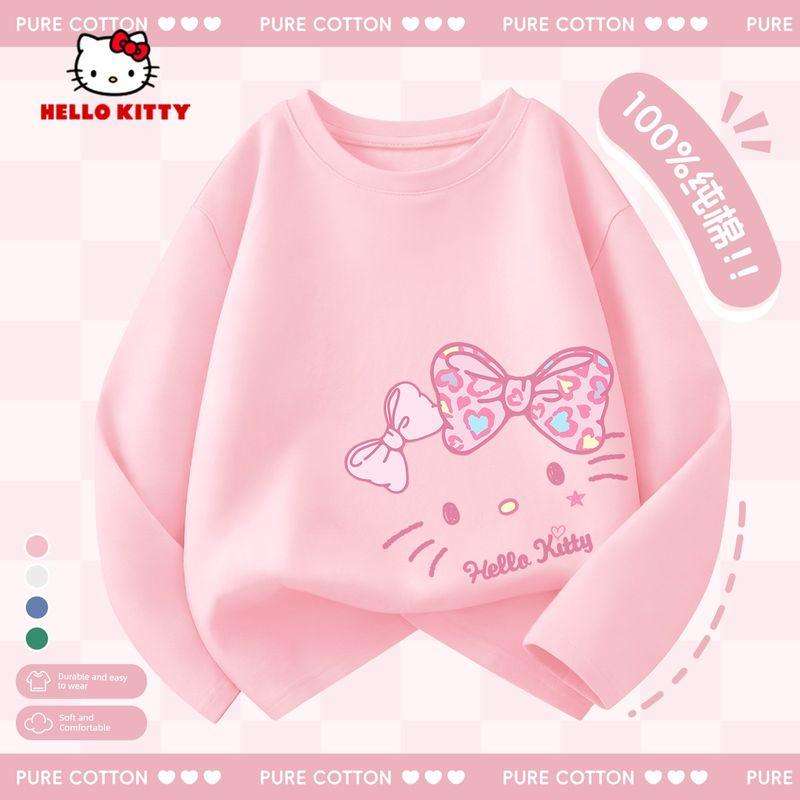 Hello Kitty Girls' Long-Sleeved T-Shirt 2026 New Kidsren's Spring Top Pink Spring Clothing Girls' Bottoming Shirt