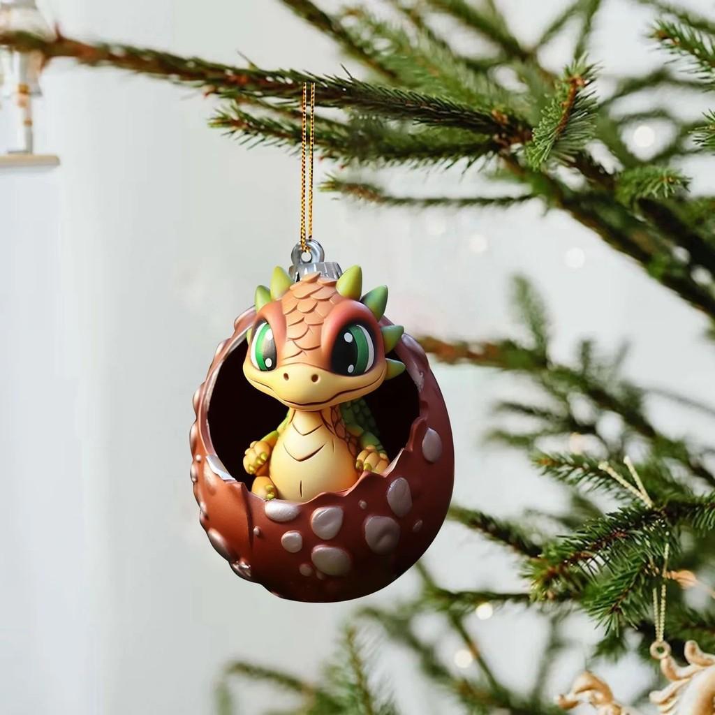 

Acrylic Charming Cartoon Dinosaur Egg Decorative Hanging Ornament Christmas For 1