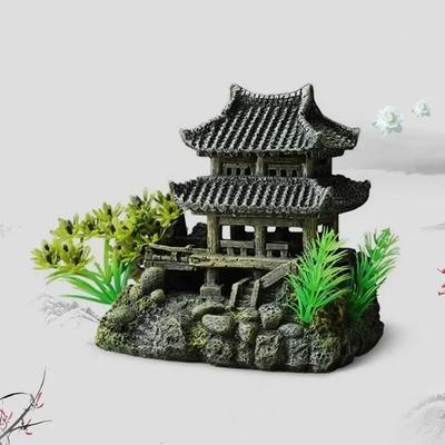 2025 New Simulation Decoration Fish Tank Ornament Ornament Resin Aquarium Ornament Fish Tank Landscape House Model