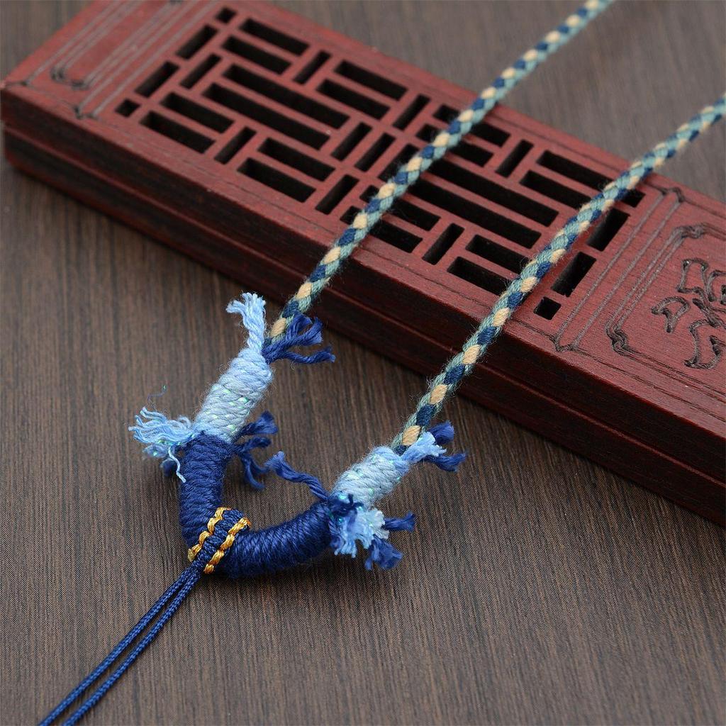 Hetian Jade Beeswax Tangka Rope Necklace with Multi-Treasure Hand-Rubbed Cotton Thread Tassels - DIY Weaving Accessory.