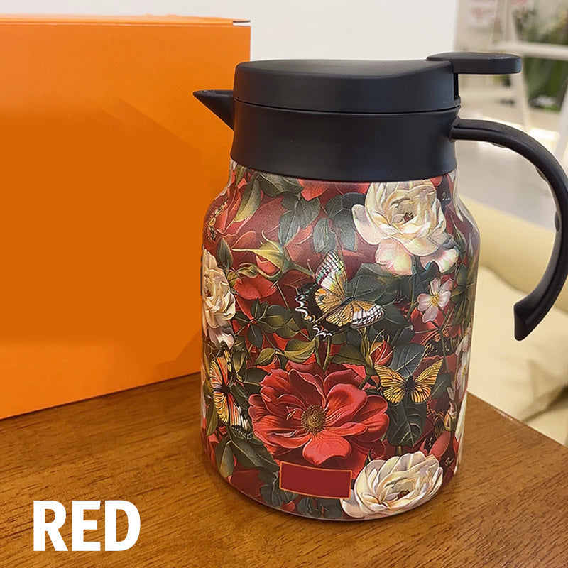 

Чайник с ситечком 1000 мл большой емкости кофейник Кухонные чайные термоизоляционные горшки бытовой чайник с защитой от капель красный