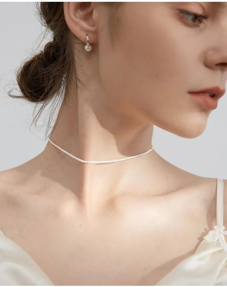 Popular 925 Silver Sparkling Clavicle Chain Choker Necklace For Women Fine Jewelry Wedding Party Birthday Gift