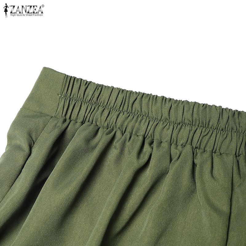 ZANZEA נשים חולצה עם שרוולים קצרים ומכנסיים קז'ואל סטים של חליפות שני חלקים