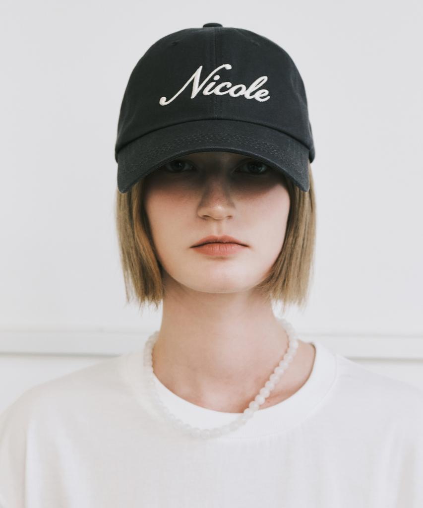 Nigaennikol Nicole Lettering Ball Cap_Charcoal
