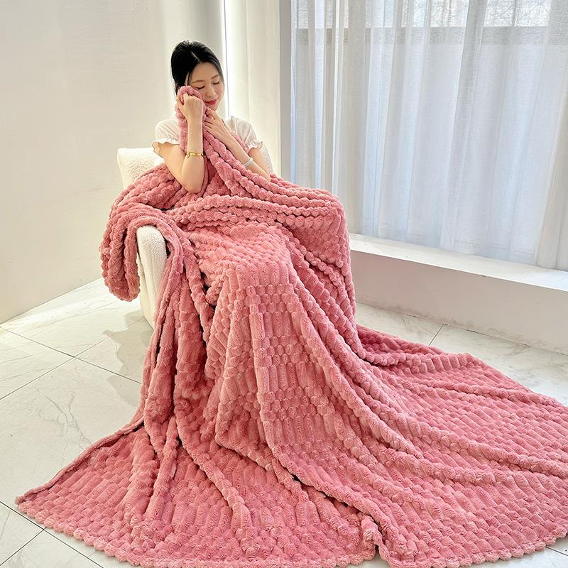 Four Seasons Thick Warm Fleece Blanket Lightweight Luxury Solid Color Multifunctional Rabbit Fleece Blanket Bedroom Room Blanke