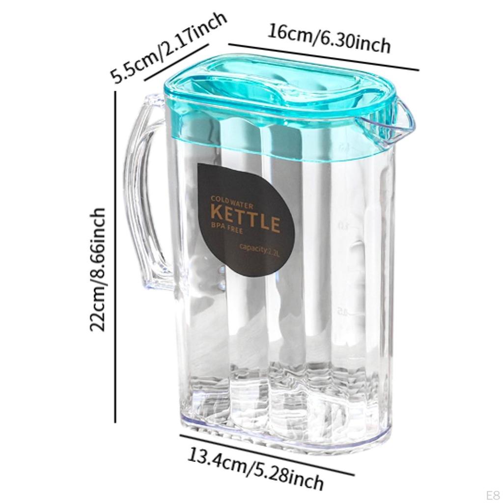 2200ml Clear Water Container with Handle Ideal for Cold Drinks