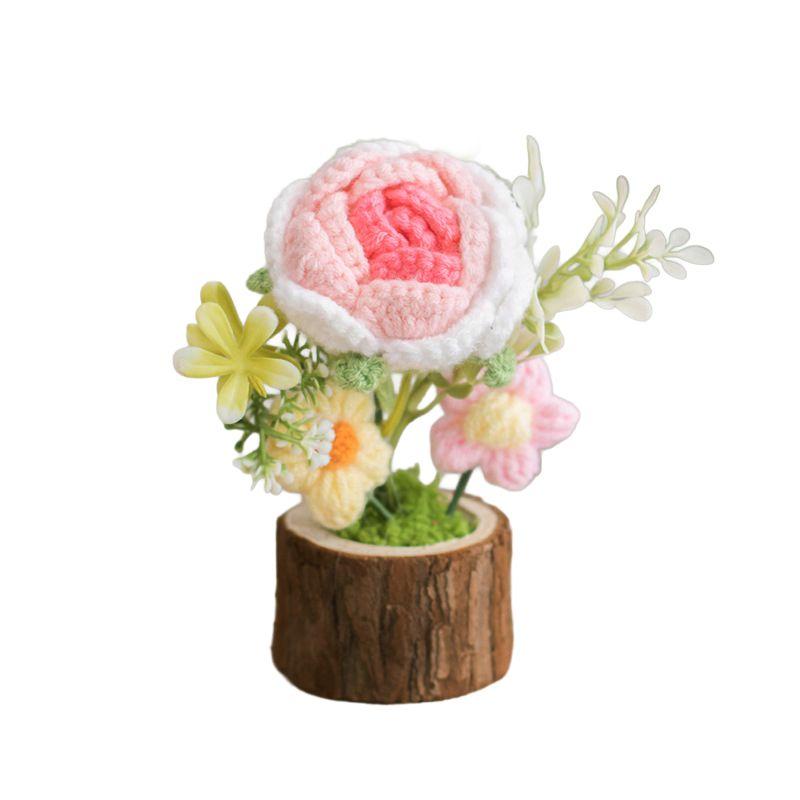 

Плетеный вручную горшечный вязаный крючком искусственный цветок для украшения стола