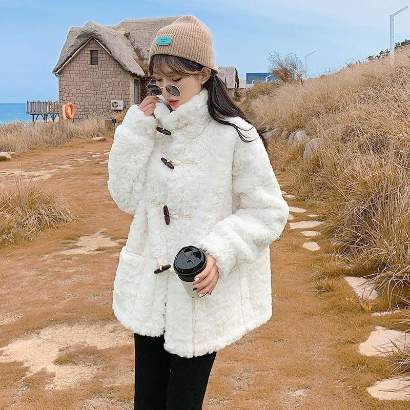 Imitation Fur New Light Fashion Integrated Medium and Long Coat Imitation Rex Rabbit Wool Lamb Wool Coat Women