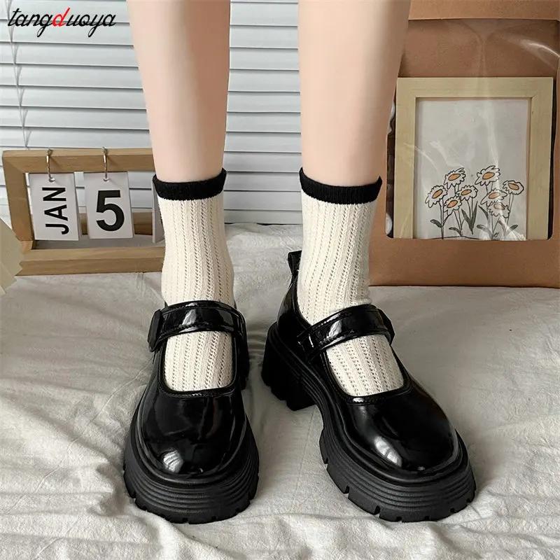 Girls New Thick Sole Lolita Shoes Japanese Style Mary Jane Shoes Women Platform Round Toe JK Uniform Shoes Cosplay High Heels