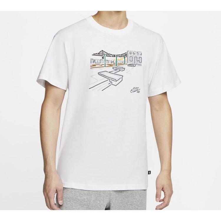 Nike Graffiti Printing Skateboard Short Sleeve White Men's CU0287-100