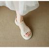 Women's Soft Leather Version Thick Soled Sponge Fish Mouth Sandals, Women's New Summer Coarse Heel, Middle Heel, Soft Sole, Velcro Roman Shoes