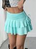 Women Skirts Solid Color Drawstring Design Skirt High WaistedWrapped Hip Short Skirt Mini Skirt