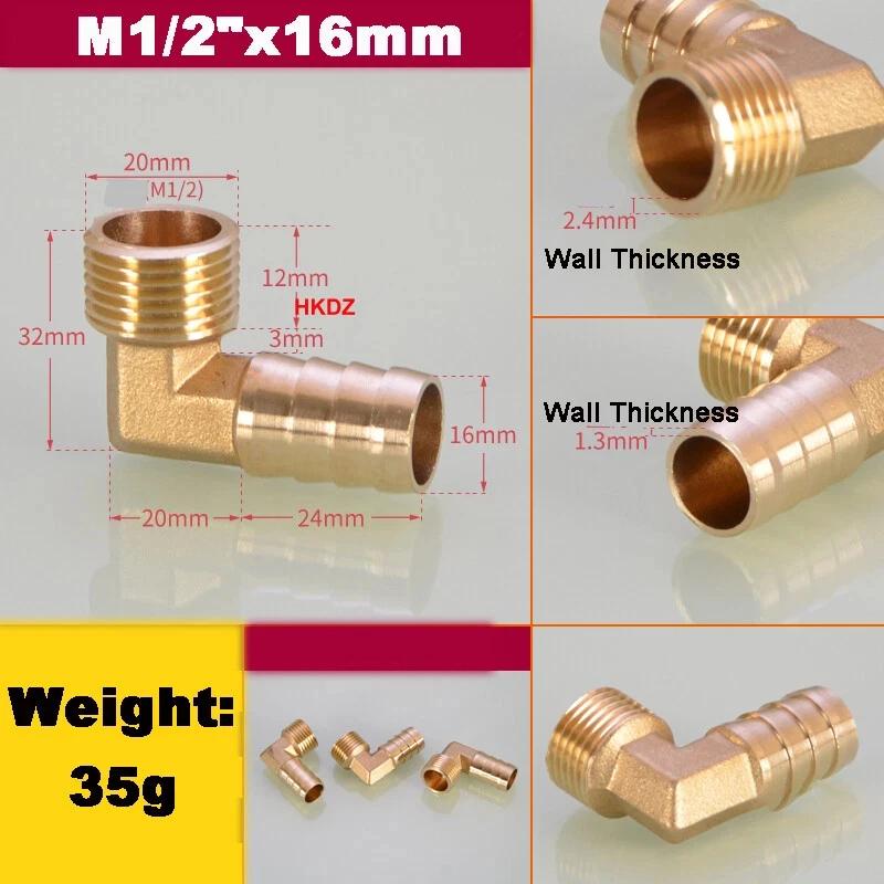 Messing 1/8" 3/8" 1/4" 3/4" BSP 90 Grad Außengewinde Winkelstück Schlauchtülle Stacheltülle Luft Gas Fitting Pagodenverbinder 6/8/10/12/14/19mm