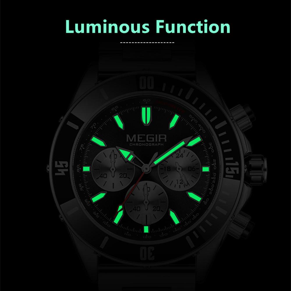 MEGIR Brand Business Watch for Men Luxury Quartz Clock Chronograph Waterproof Luminous Big Dial Sport Wristwatch Reloj Hombre 2226