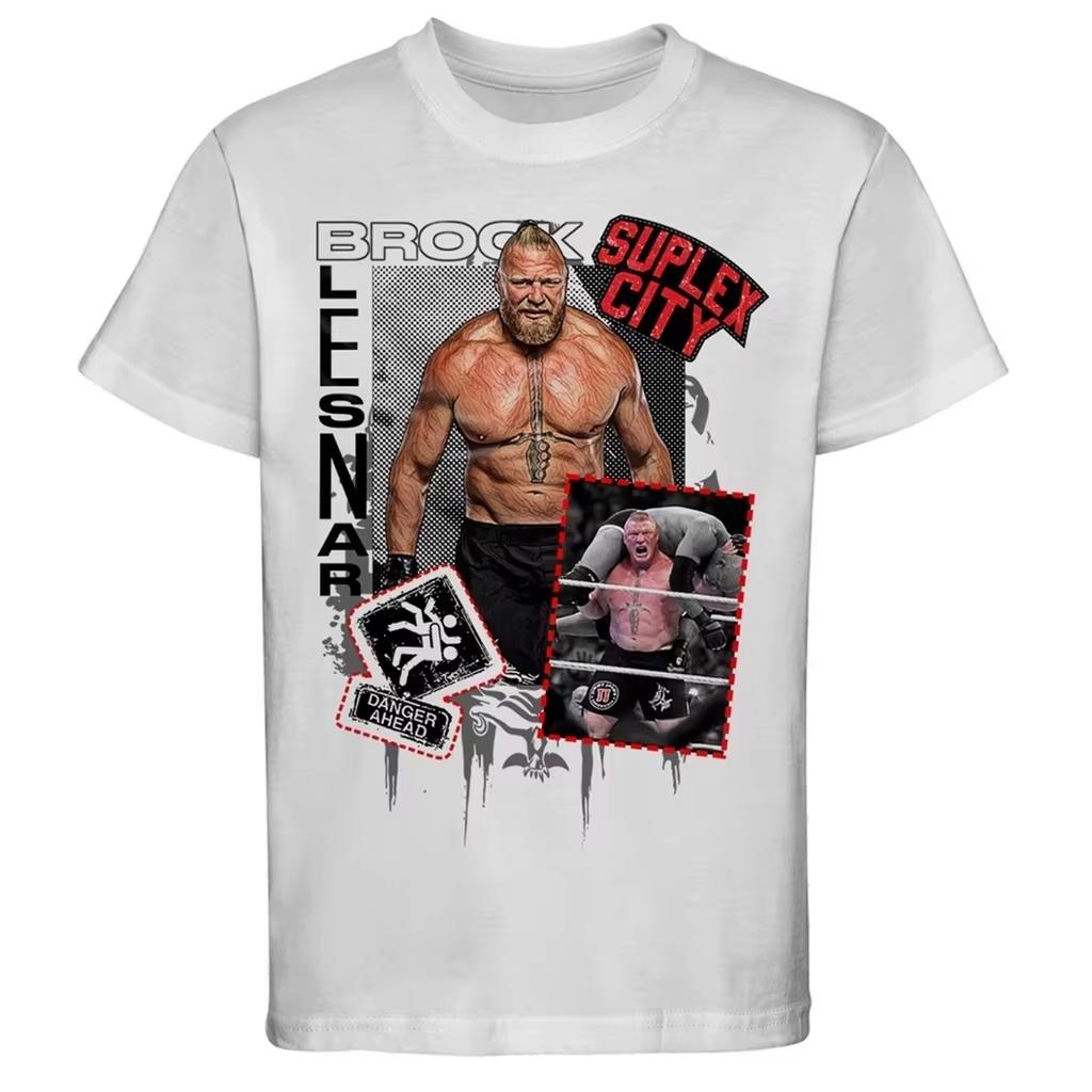Beast Brock Lesnar Wrestling Men's T-shirt Loose Round Neck Wrestling Short Sleeve High Quality Men Clothing