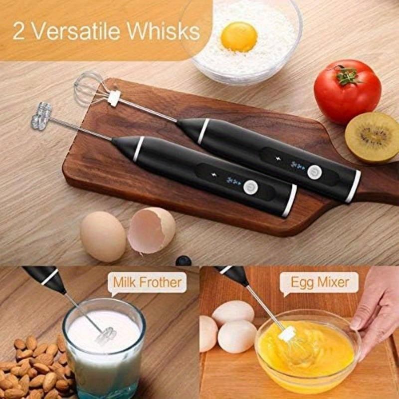 USB Powered Electric Milk Frother with 3 Speed Settings Cordless Operation, Powerful Motor Stainless Steel Whisks for Coffee, Latte,Cappuccino, Matcha