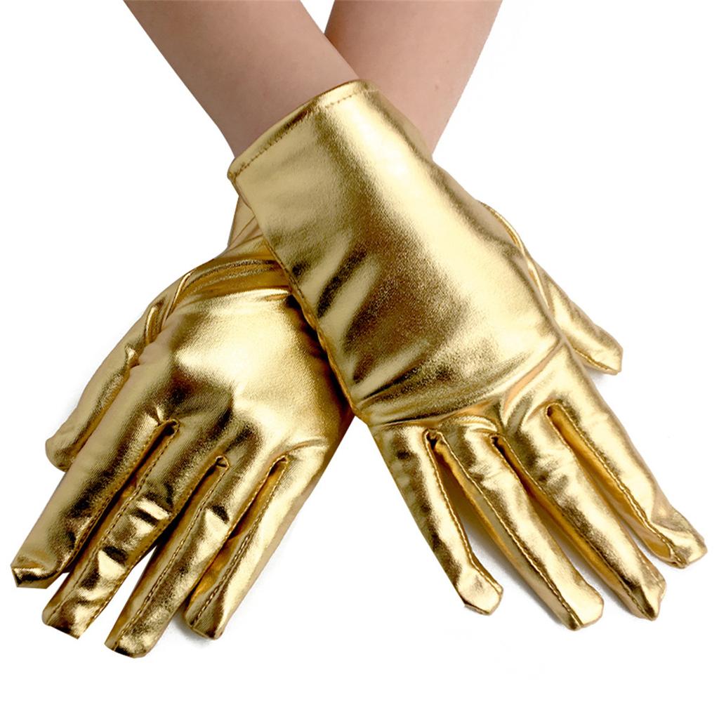 Gants courts en cuir verni pour cosplay, gants de performance punk, gants de performance pour fête en boîte de nuit