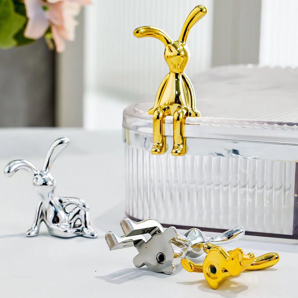 Luxury Trendy 3D Figurine, Adhesive Electroplated Long,eared , Cute Product, Plus A Violent Bear Figurine.