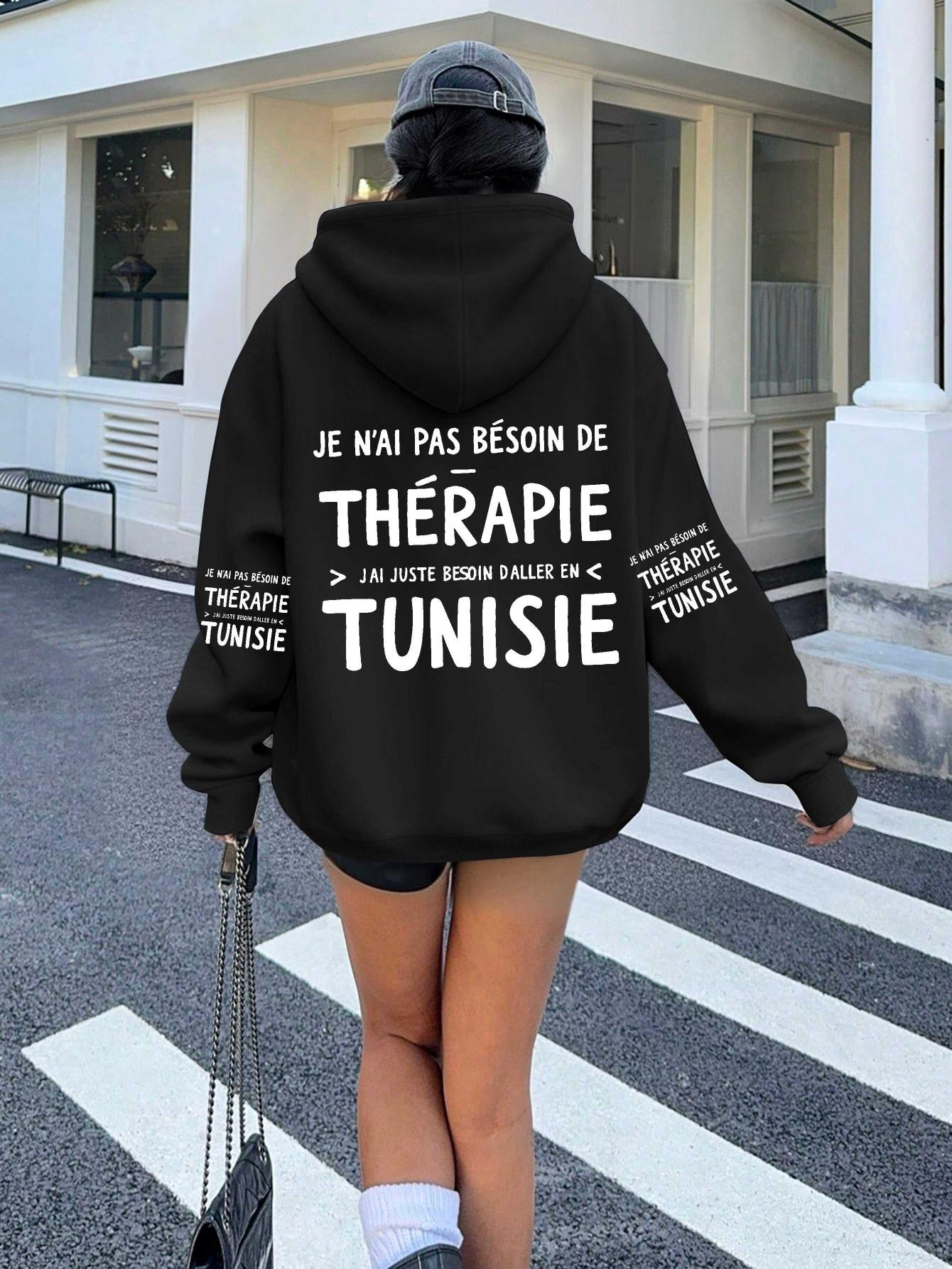 

Travel to Tunisia design women s hoodies XXL чёрный