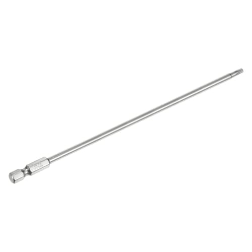uxcell T15 Driver Bit, 1/4" Hex Shank, 150mm, S2 Steel, Magnetic, Torx Driver Bit, Tamper-Resistant, Star Bit, Torx Head, for Drill Bit Removal and Fi