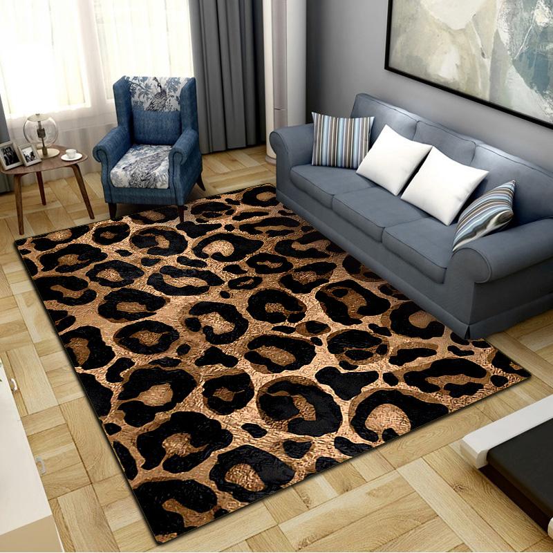 Leopard Pattern Carpet Rug for Living Room Bedroom Home Sofa Decoration,Kids play Non-slip Floor Mat