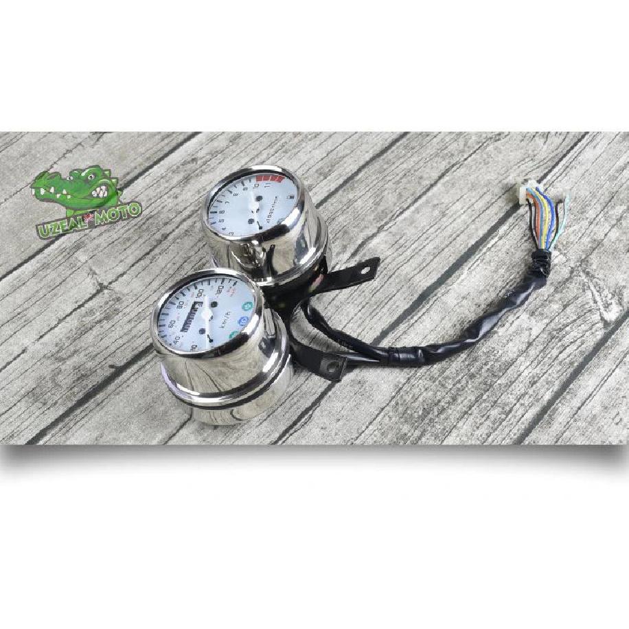 12V Vergaser-Stil Doppelköpfe Universell Motorrad Mechanischer Kilometerzähler Hohe Qualität Tachometer und Motordrehzahlmesser