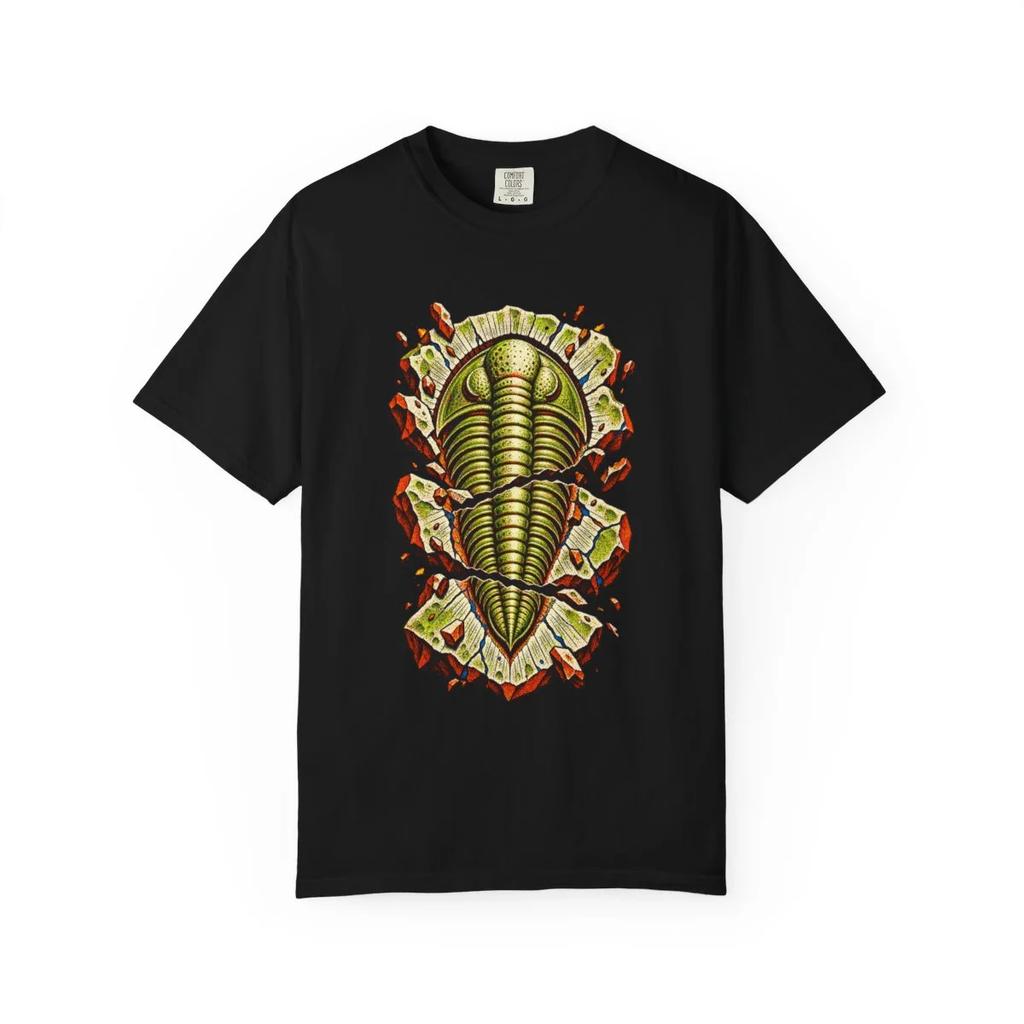 Trilobite Breakout Prehistoric Fossil T-Shirt Black Front Print
