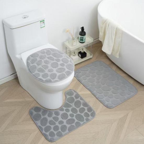 Non-slip Floor Mat U-shaped Pad Three-piece Set Wear Resistant Solid Color