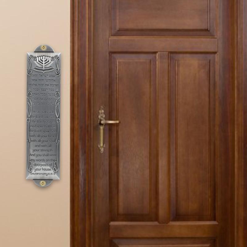Mezuzah Door Scroll Decor Metal Je Case Alloy Religious Judaica Hebrew Blessing Mezuza House Holy Plaque Retro Ornament