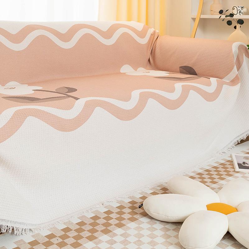 Nordischer Instagram-Stil Kratzfest Baumwolle und Leinen Sofa Handtuch Überwurf Tuch Sofabezug Vollständig bedeckt Vier Jahreszeiten Universal Sofakissen Sommer