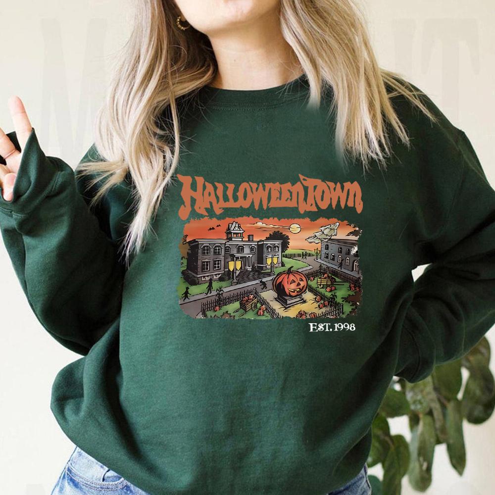 

Ретро-толстовка HalloweenTown 1998 Crewneck, толстовка с капюшоном на Хэллоуин, забавный свитер для вечеринки на Хэллоуин, футболки с тыквами, подарок на Хэллоуин XXXL темно-зеленого