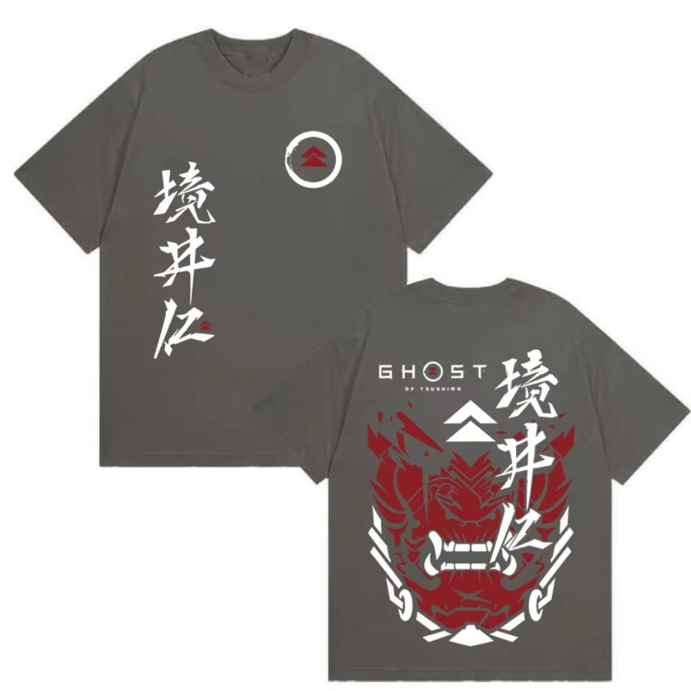2026 Hra Duch Yotei Tričko Japonský Jin Sakai Samuraj Krátký Rukáv Pánské Retro Oversized Bavlněné Trička s Krátkým Rukávem