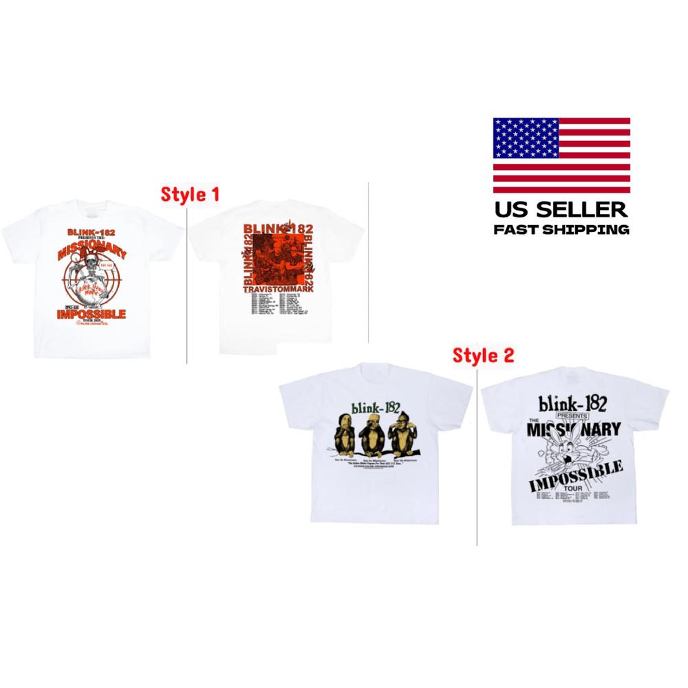 New Apparel Blink 182 Missionary Impossible 2025 Tour Two Sides Unisex T-Shirt M
