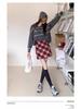 Women's 2025 Retro High-Waist Wool Blend Plaid Mini Skirt - Petite Bodycon A-Line for Autumn/Winter