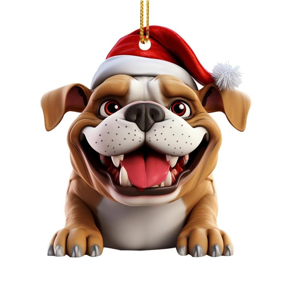 2D Dog Hanging Pendant Flat Christmas Puppy Ornament Funny Dog Car Ornament  Christmas