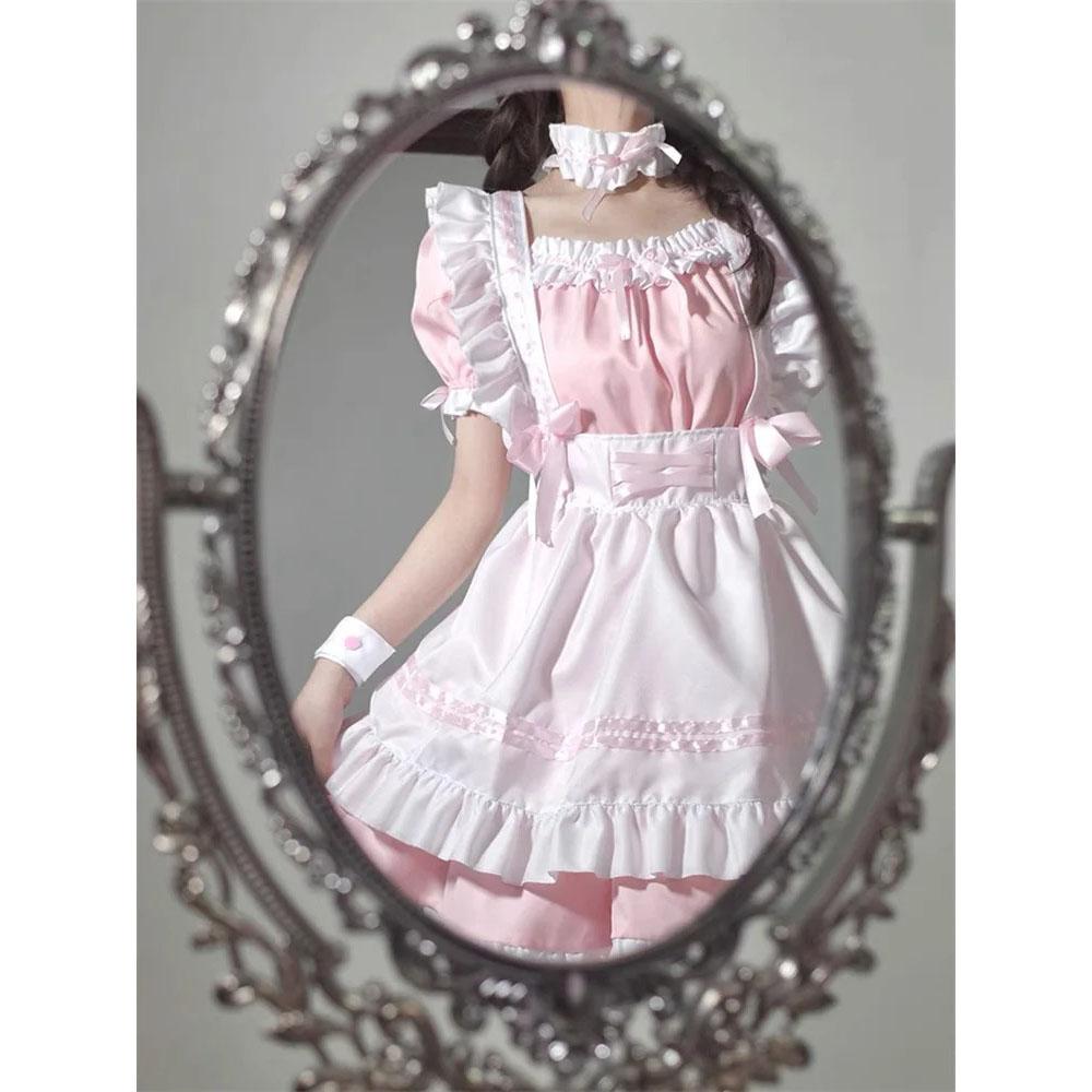 Women Maid Outfit Lolita Cosplay Cute Sexy Erotic Kawaii Cafe Costume Black White Uniform Apron Dress Cute Bowknot Costumes