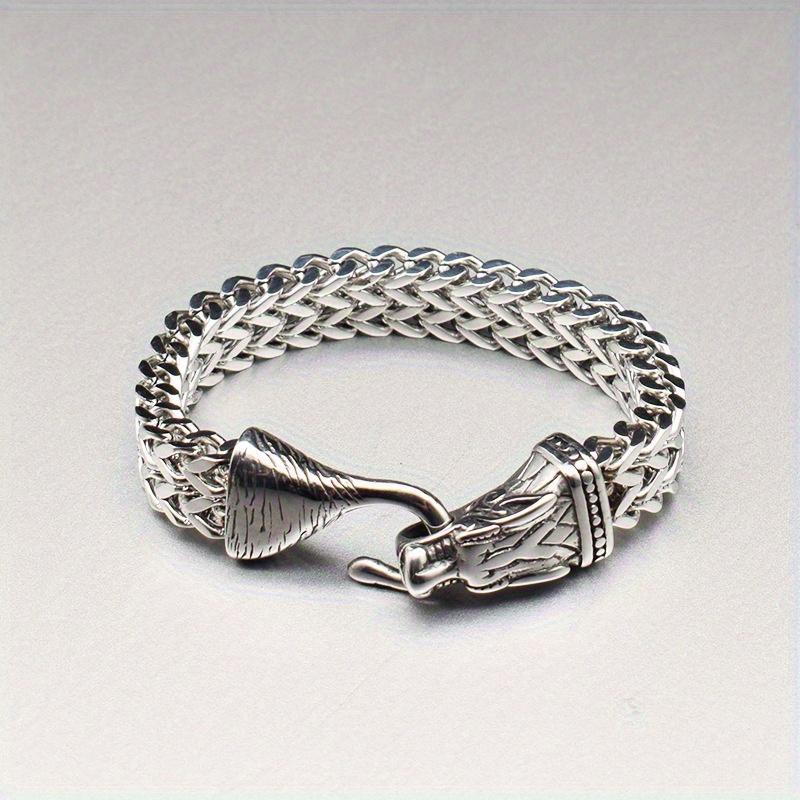 Nordic New Viking Wolf Head Men s Bracelet Hip Hop Personality Double Row Bracelet 22cm