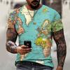 Men's Short-Sleeve T-Shirt, Crew Neck, 3D Print, World Map / Harajuku Style / Fashion / Summer Top