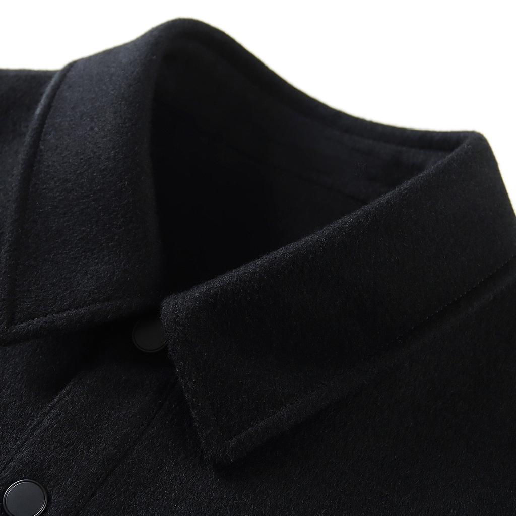 [Cashmere+Sheep Wool] Spring and Autumn Thick Wool Jacket Men's Solid Color Business Collar Cashmere Jacket