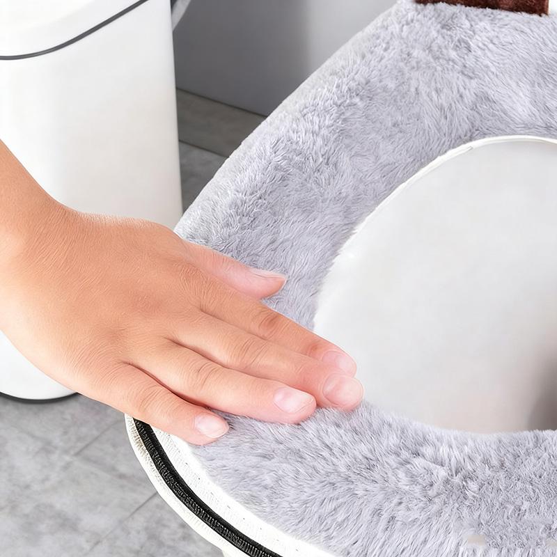 Winter Home Use Plush Toilet Seat Cushion, Zipper Design, Thickened Skin-Friendly, Bathroom Comfortable Toilet Seat Cover