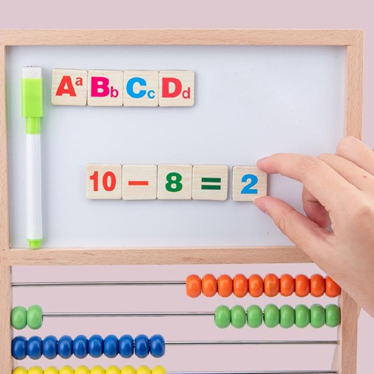 Educational Wooden Abacus Counting Toy Double Sided Magnetic Writing Drawing Board Abacus Math Learning Toy for Kids