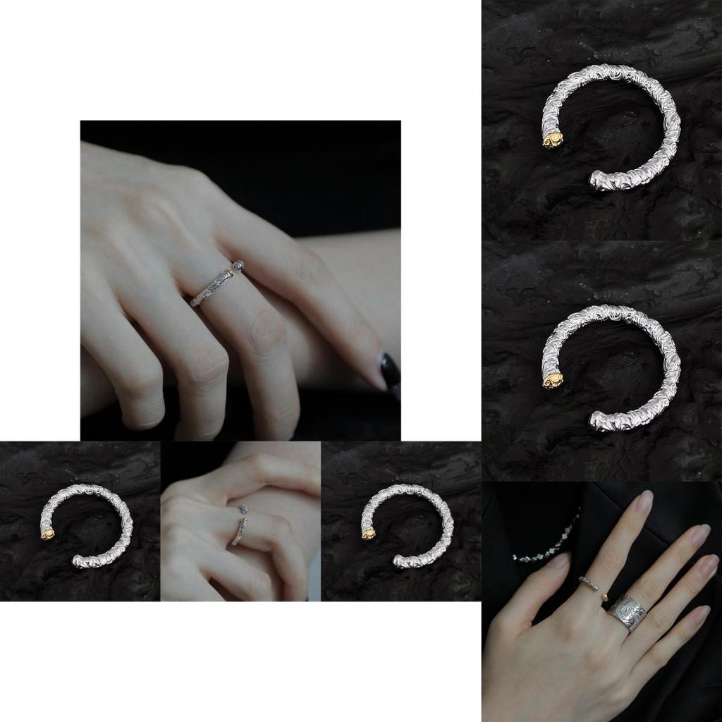 Fashionable High-end Geometric Open Ring For Women With Antique Aesthetic And Floral Details