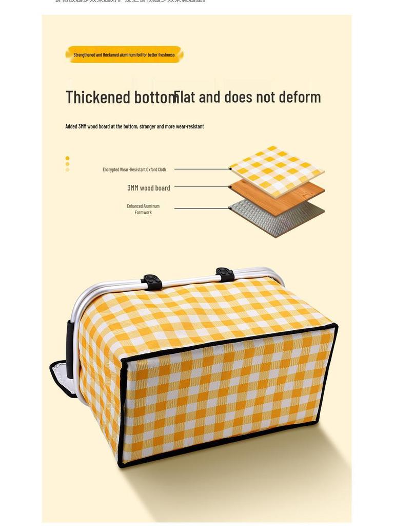 Portable Insulated Folding Picnic Basket - Ideal for Outdoor Trips, Shopping, and Storage.