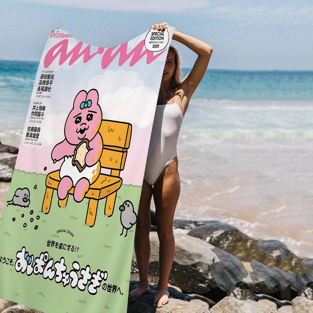 Popular Cute O-Opanchu U-Usagi Bath Towel Microfiber Soft Water Absorbing Breathable For Girl Kids Decorative Beach Towel