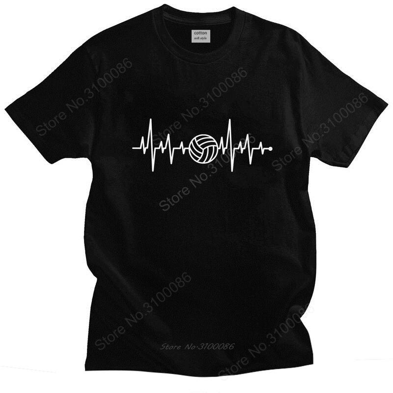 Funny Volleyball Heartbeat T Shirts Men Short Sleeved Sports T-shirt Streetwear Tee Tops Cotton Oversized Tshirts Merchandise