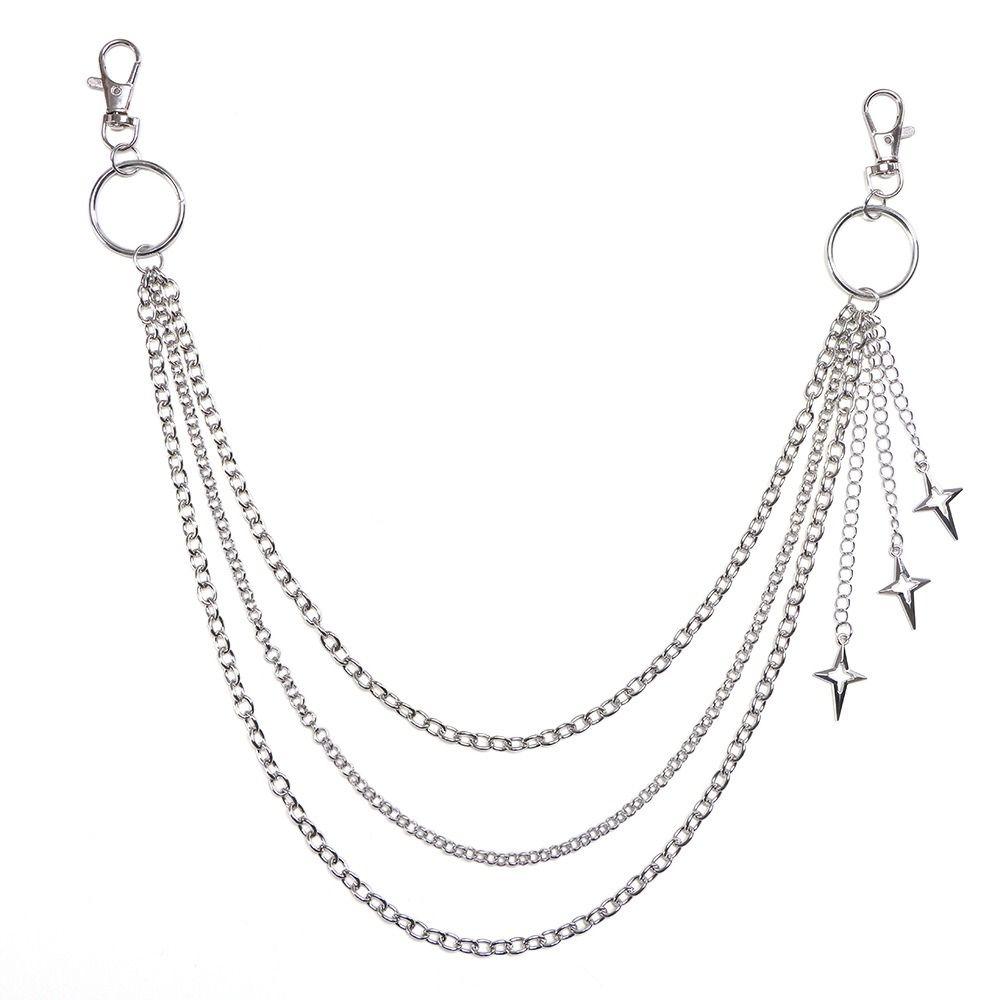 Gothic Quasten Hosenkette Hip Hop Mehrschichtige Schlüsselanhänger Mode Stern Taillenkette Für Frauen Mann