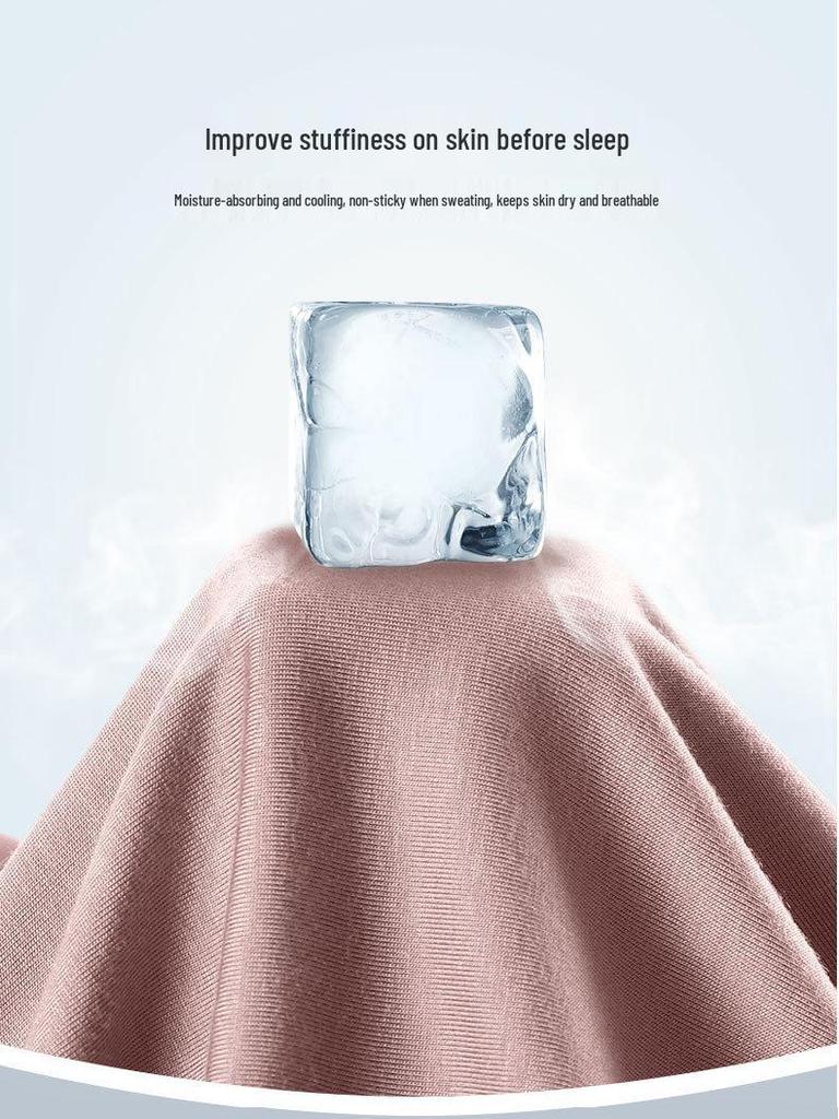 Damska bawełniana koszulka do spania z krótkim rękawem - Bez biustonosza, Zapobiegająca wybrzuszeniom, Letnia odzież domowa