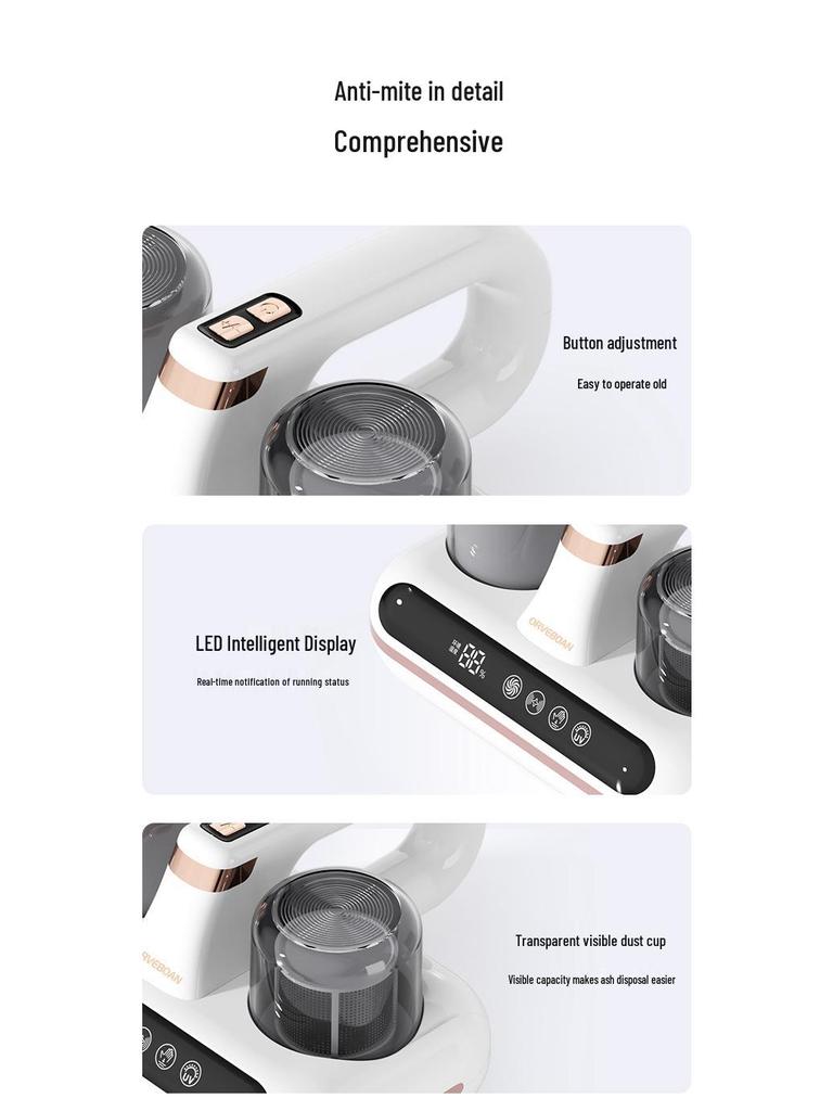 Kabelloser Ultraschall-Milbenentferner mit UV-Sterilisator und starker Saugkraft