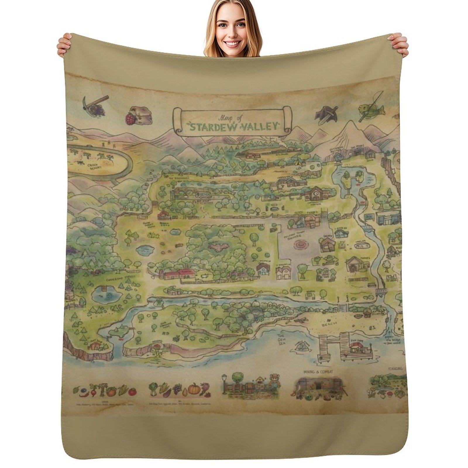 Stardew Valley Map Throw Blanket Winter beds Camping Fashion Sofas Custom Blankets 102x76cm(40x30in)