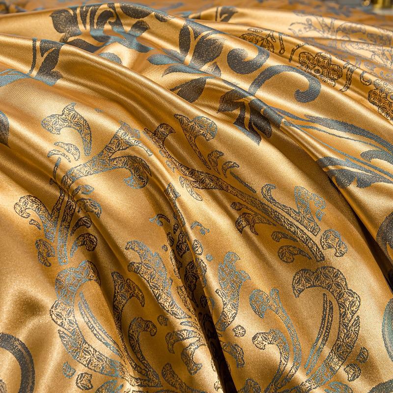 Luxury European Lace Trim Jacquard Silk Bedding Set